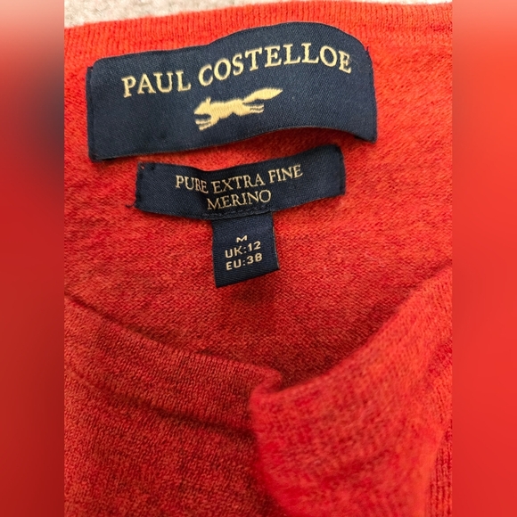 PAUL COSTELLOE Merino Wool Rust Orange Long Sleeve Sweater - Picture 7 of 10